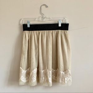 Lace nude mini skirt